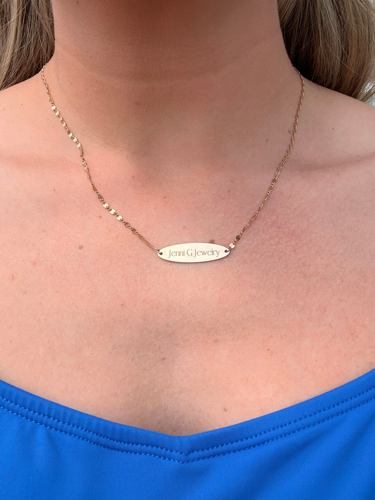 Engraved Oval Connector Necklace