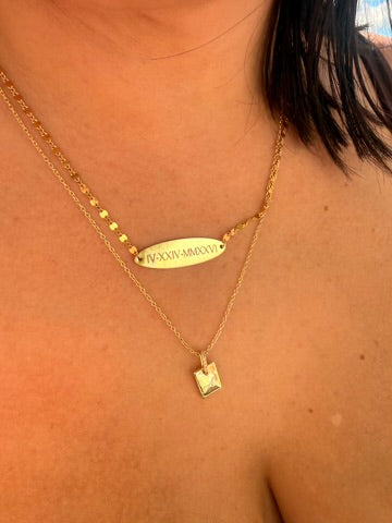 Engraved Oval Connector Necklace