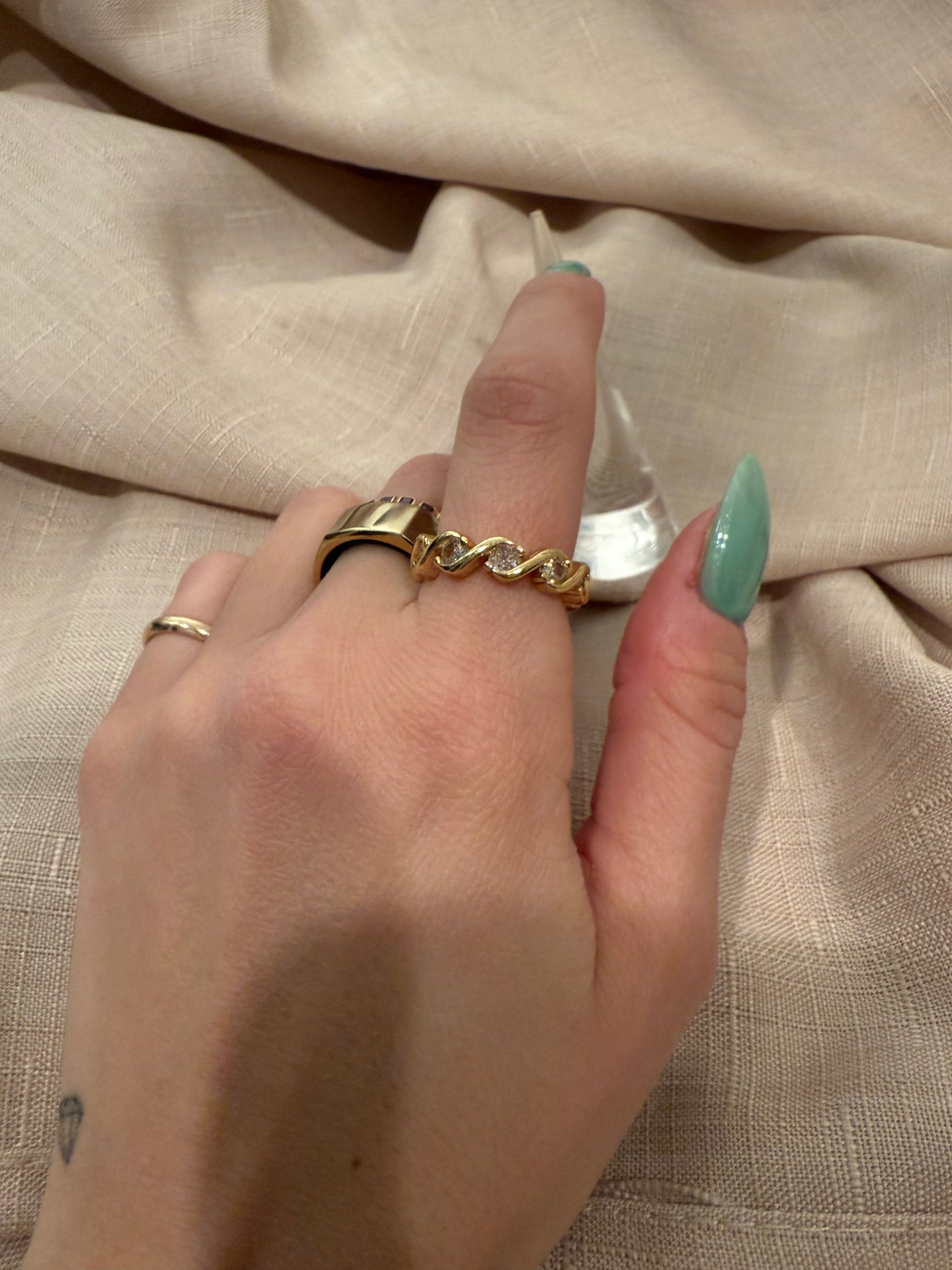 Braided CZ Diamond Ring