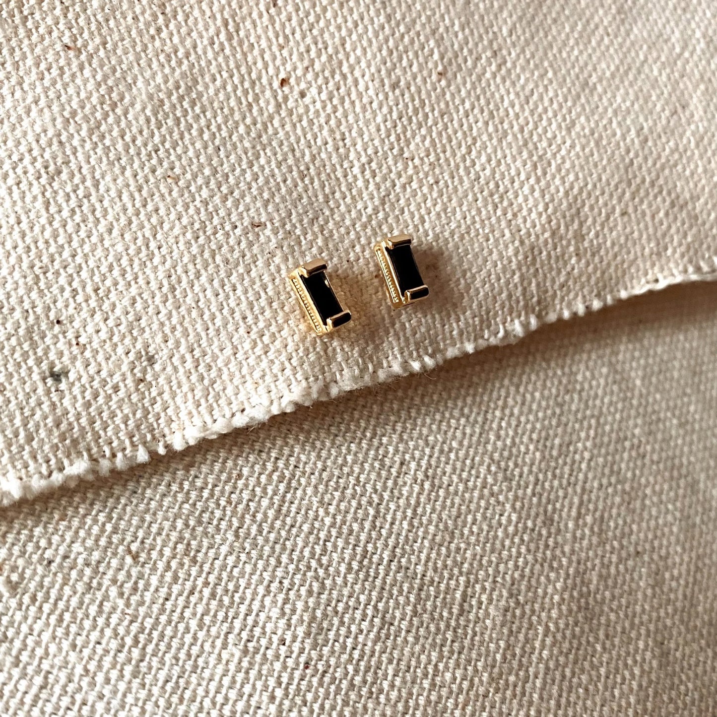 Onyx Baguette Studs