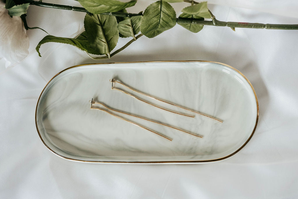 Long Box Chain Drop Earrings