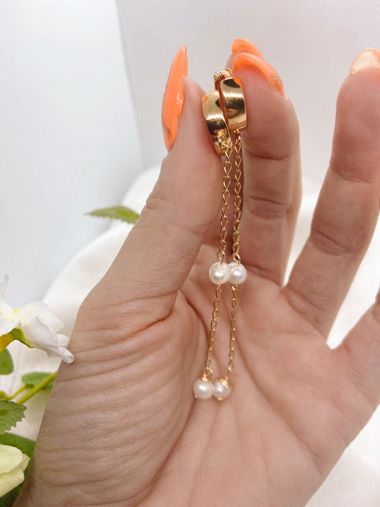 Pearl Drop Huggie Hoops