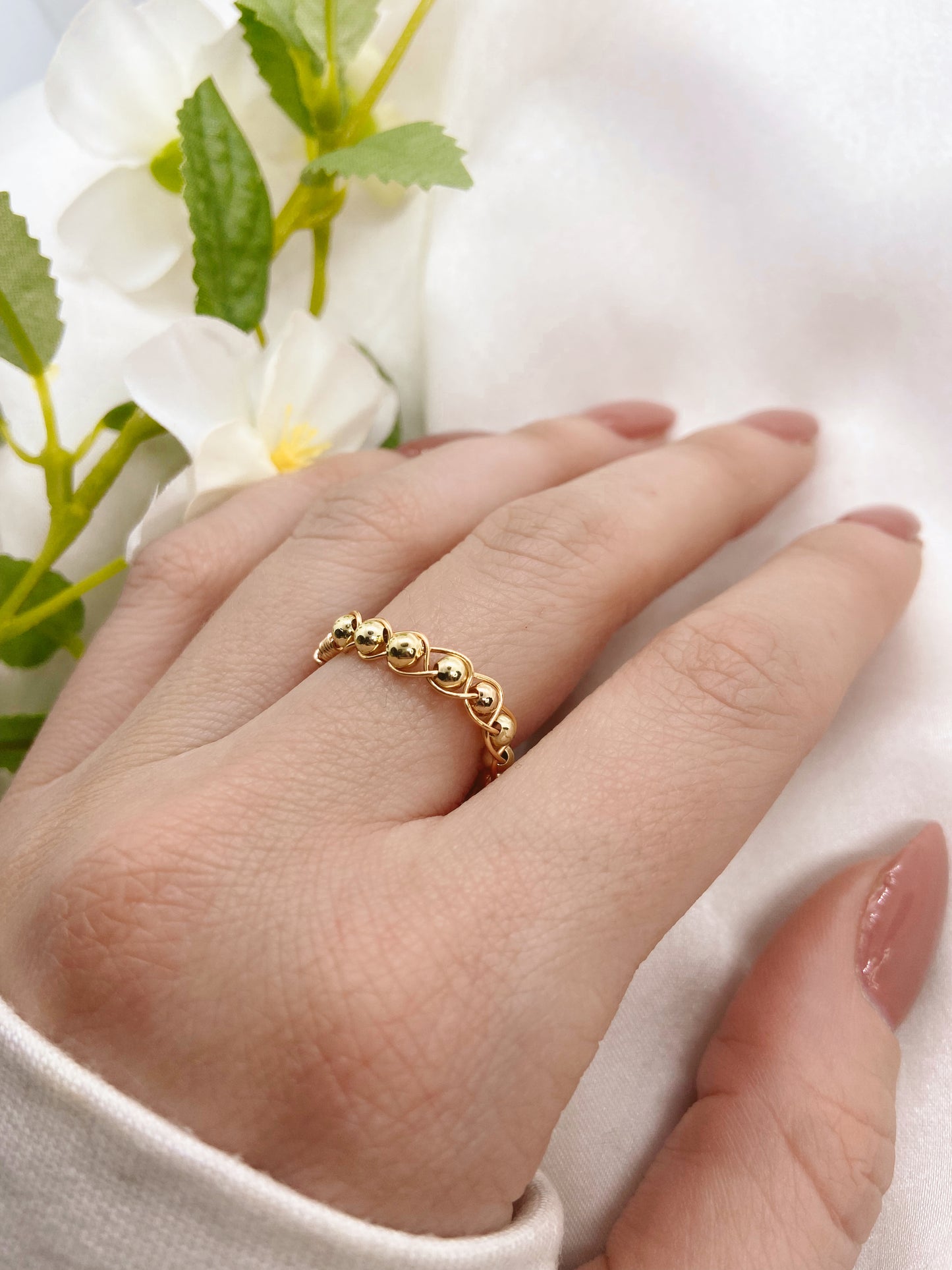 Gold Ball Braided Ring