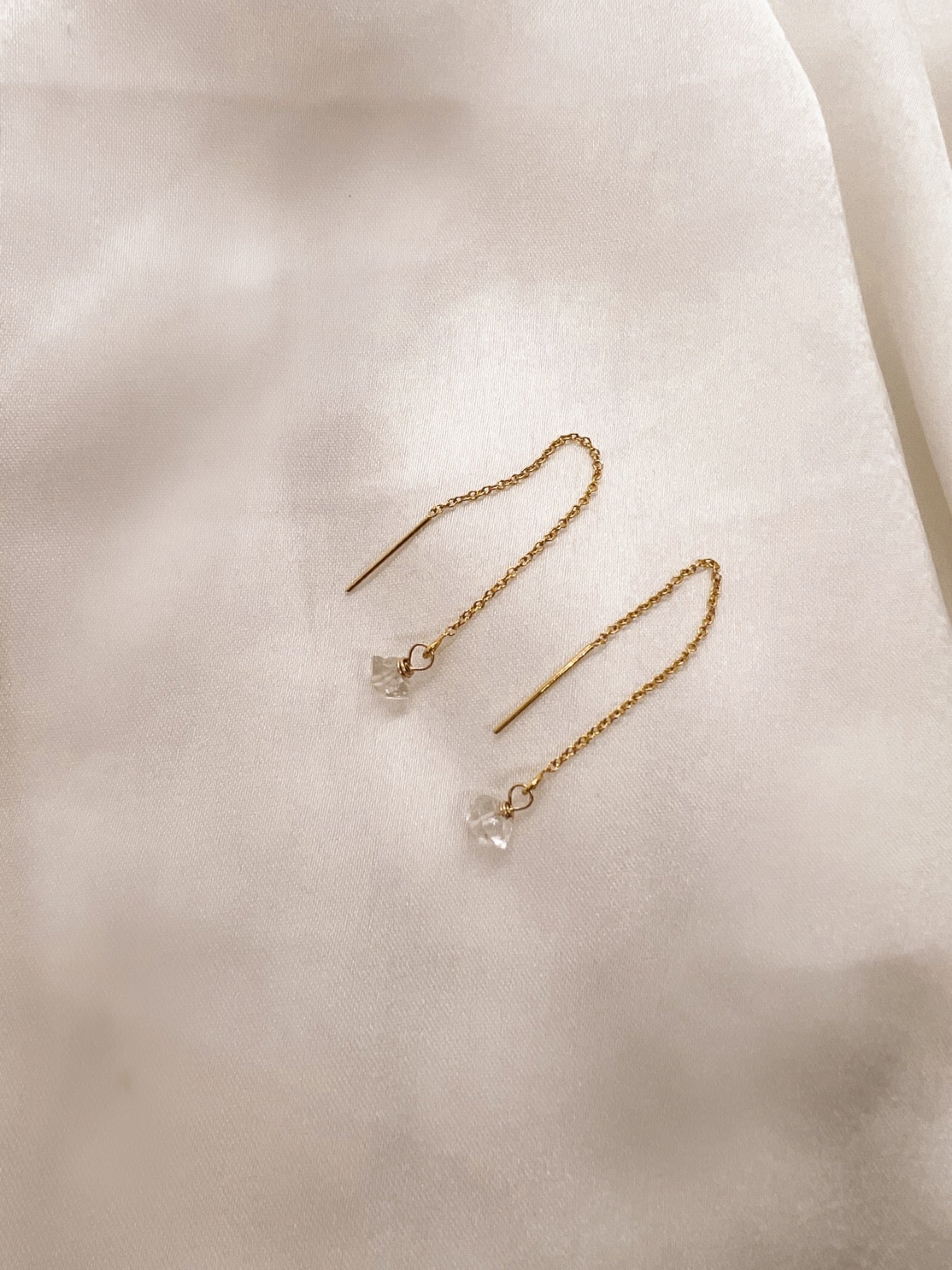 Threader Herkimer Diamond Earrings