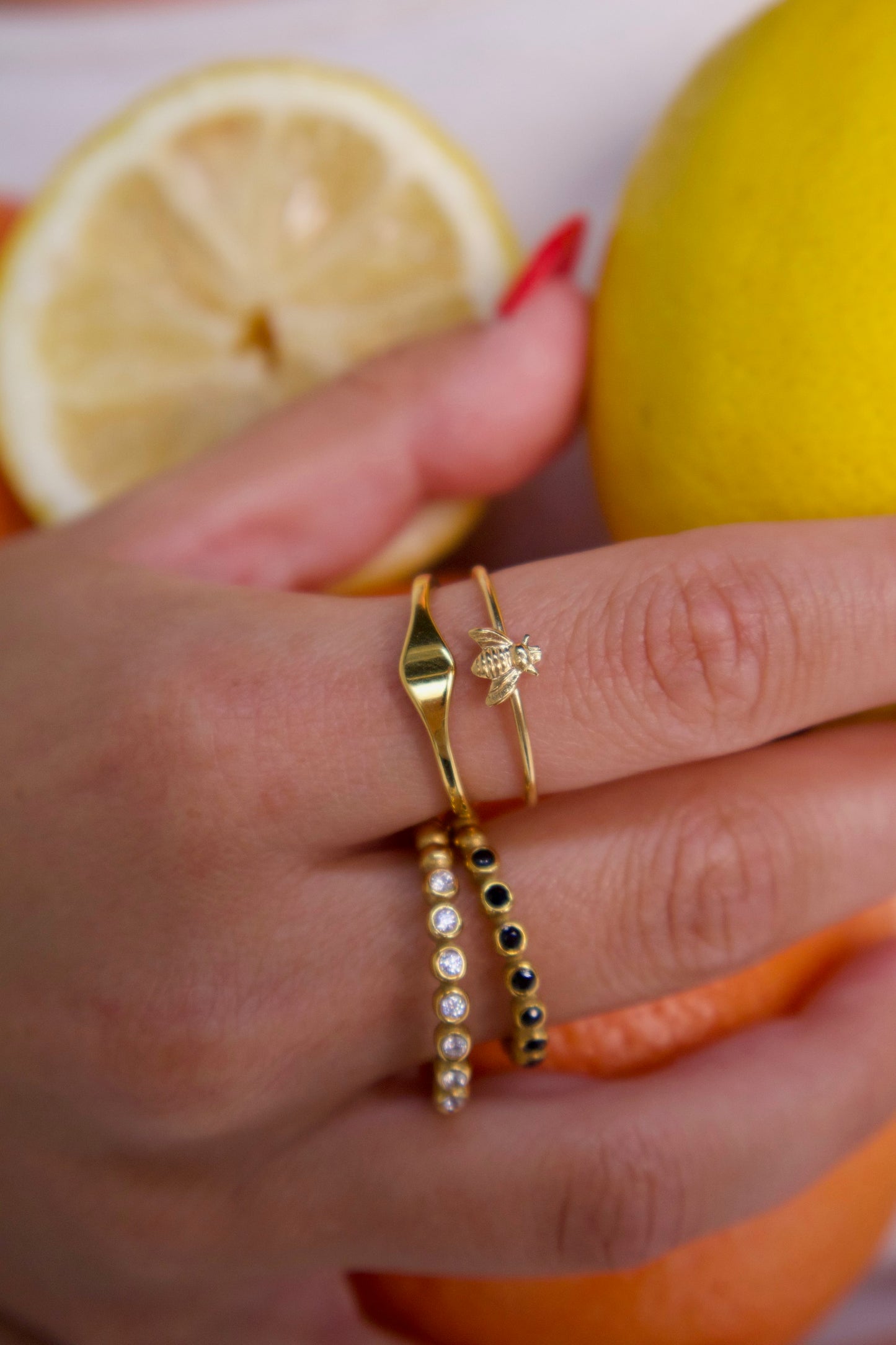 Stainless Steel Beaded CZ Stacking Ring