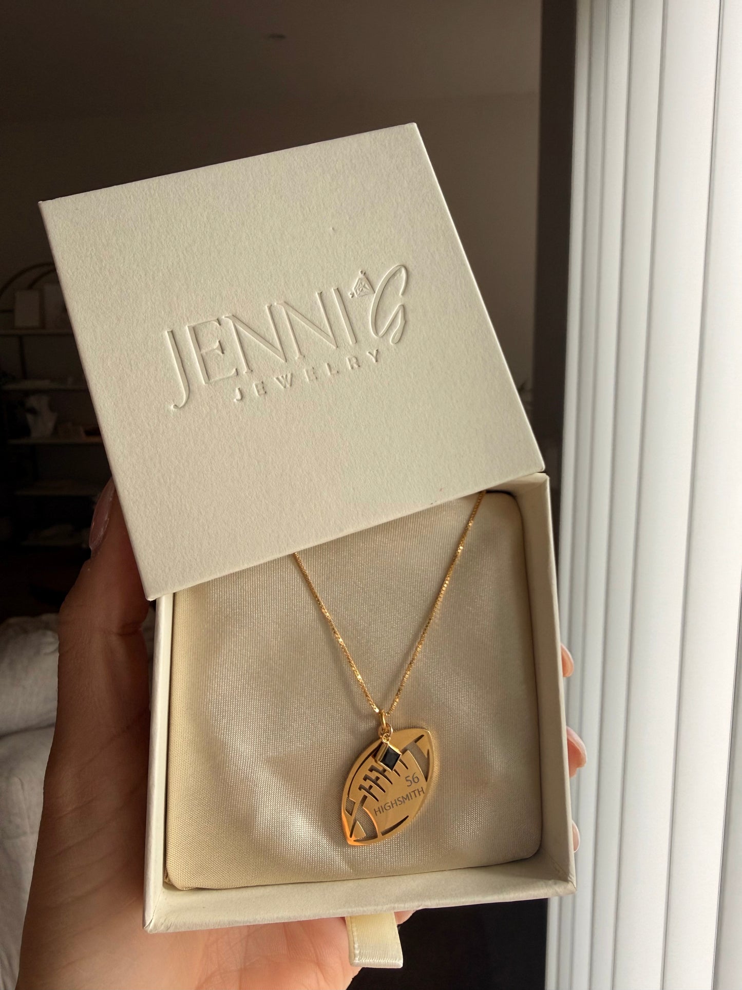Engraved Football Necklace For Lady Steelers