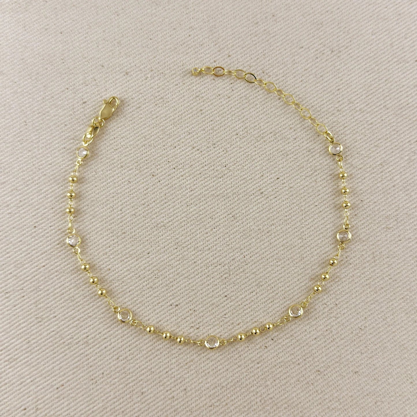 Beaded CZ Anklet