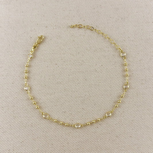 Beaded CZ Anklet