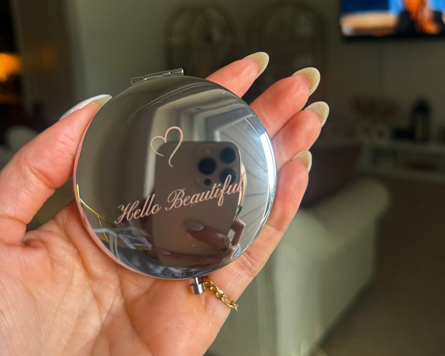 Engraved Locket Mirror
