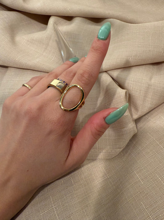 Oval Geometric Ring