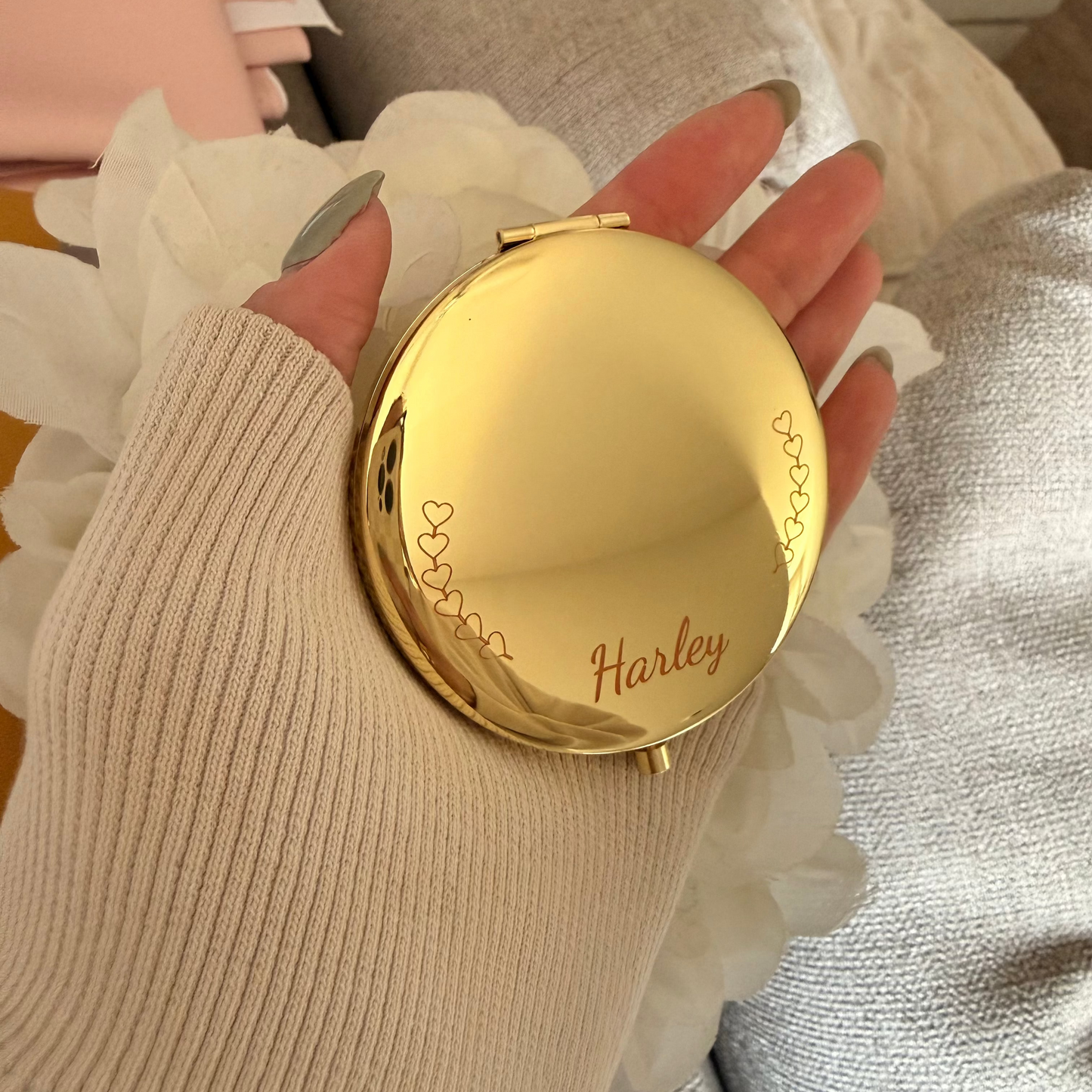Engraved Locket Mirror