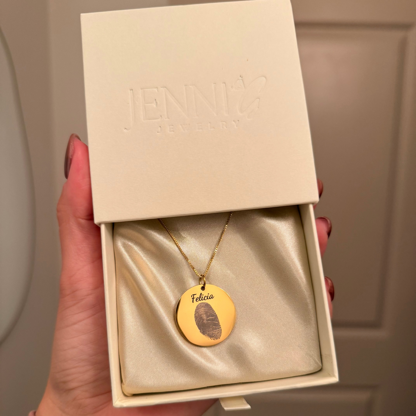 Engraved Circle Photo Necklace