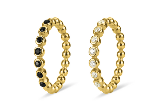 Stainless Steel Beaded CZ Stacking Ring