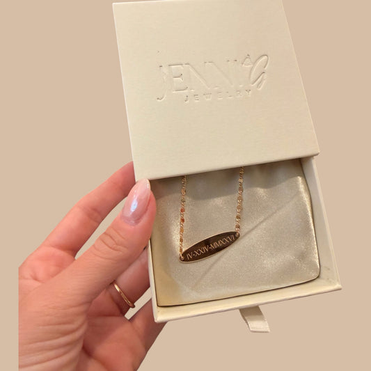 Engraved Oval Connector Necklace