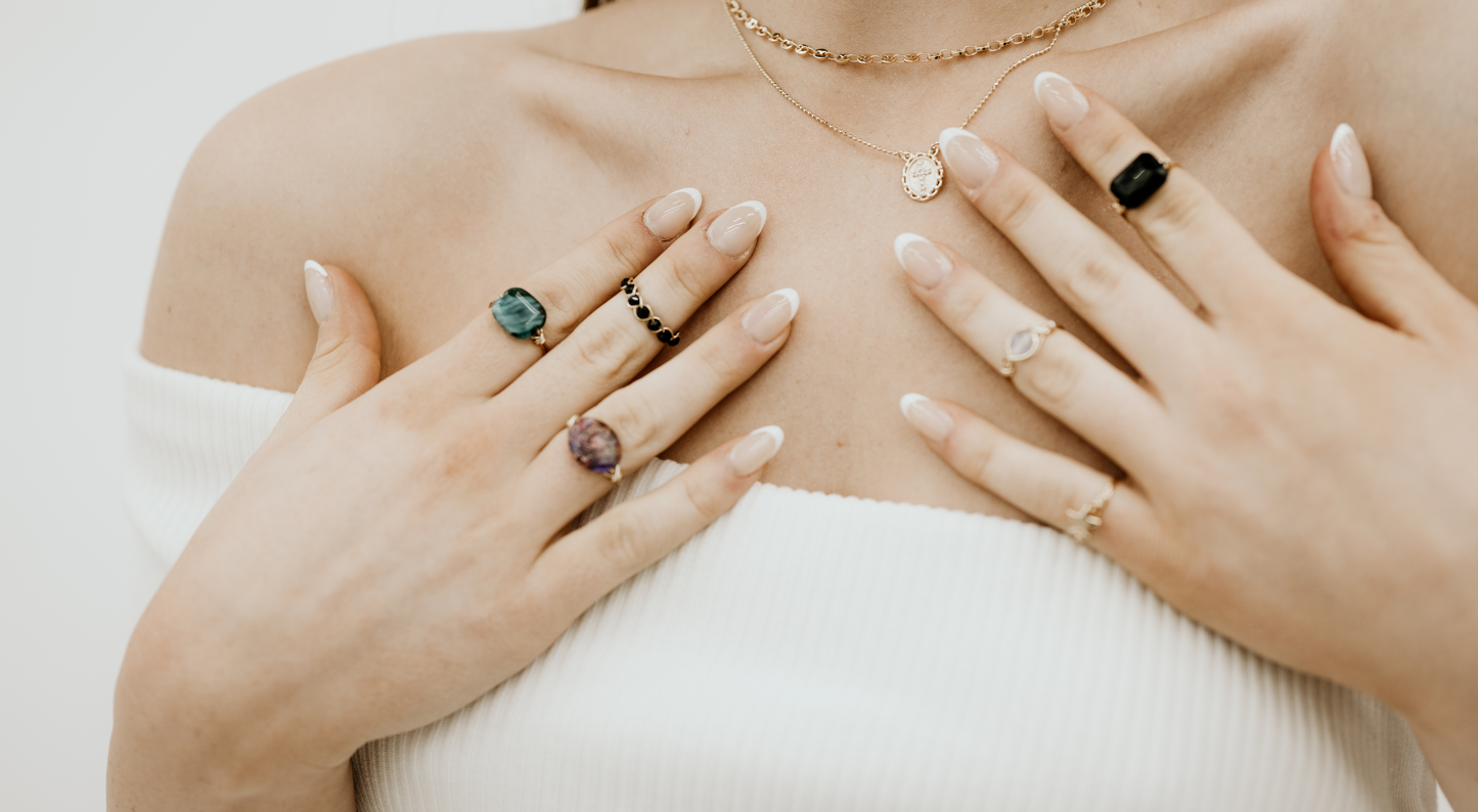 Purple Marble Stone Wire Ring