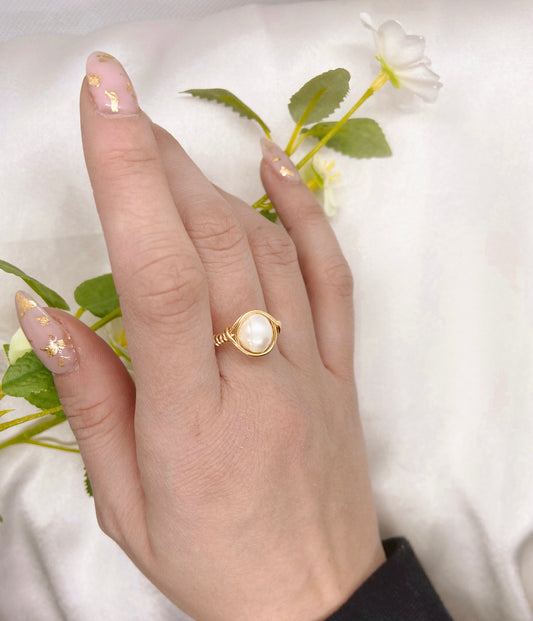 Freshwater Pearl Wire Wrapped Ring