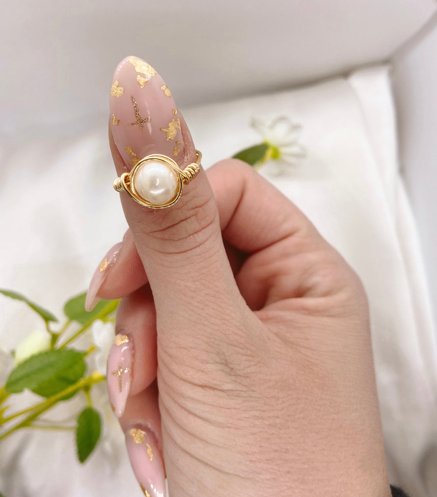Freshwater Pearl Wire Wrapped Ring