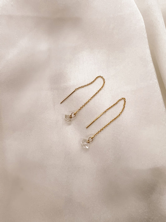 Threader Herkimer Diamond Earrings